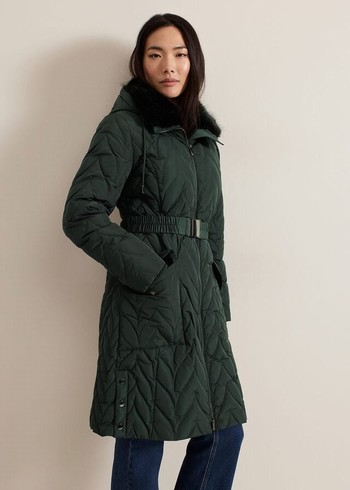 Phase Eight Hollie Quilted Puffer Coats Dark Green Australia | IW1036789